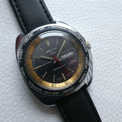 Vintage SICURA BREITLING Topaz 200 World Time Men's Diver 